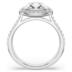 Una Angelic halo ring Cushion cut, White, Rhodium plated